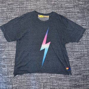 Aviator Nation Bolt Boyfriend Tee - Rainbow Pink